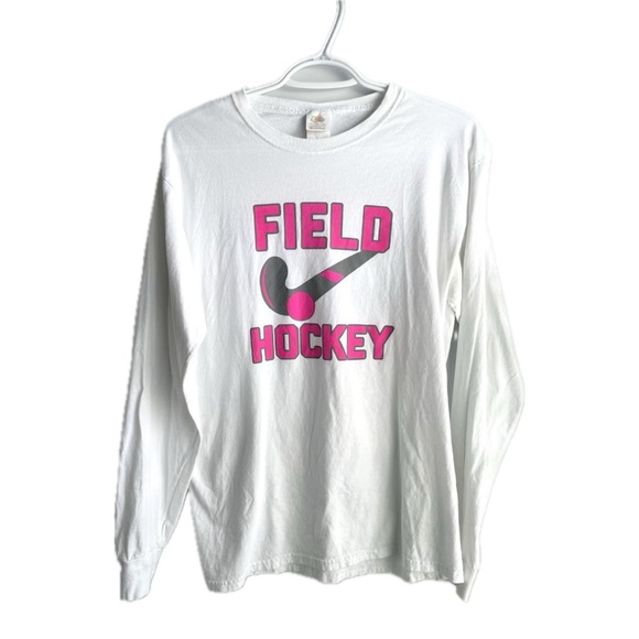 Fruit of the Loom White Field Hockey Long Sleeve Cotton Shirt - Picture 1 of 4